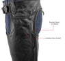 Xelement B7555 Classic Men's Black 'Braided' Elastic Fit Leather Chaps