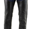 Xelement B7555 Classic Men's Black 'Braided' Elastic Fit Leather Chaps