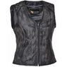 Xelement BXU6865 Urban Armor 'Quilted Shoulders' Women's Amarillo Grey Premium Leather Vest with Gun Pockets