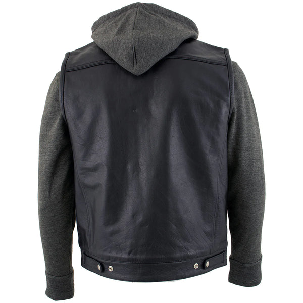 Xelement BXU1006 Men s Jax Black Leather Motorcycle Hoodie