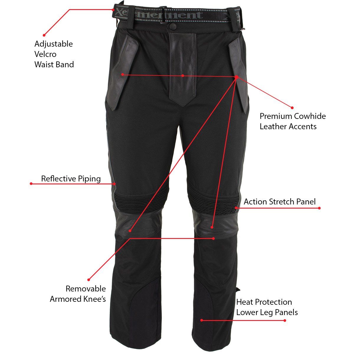Motorcycle Riding Pants with Reflective Tape, Adjustable Size, Waterproof