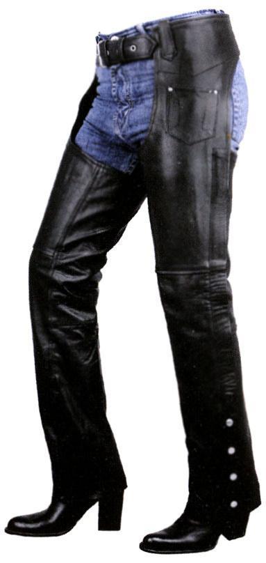 Xelement B7703 Women's Black Plain Low Cut Premium Leather Riding Chaps