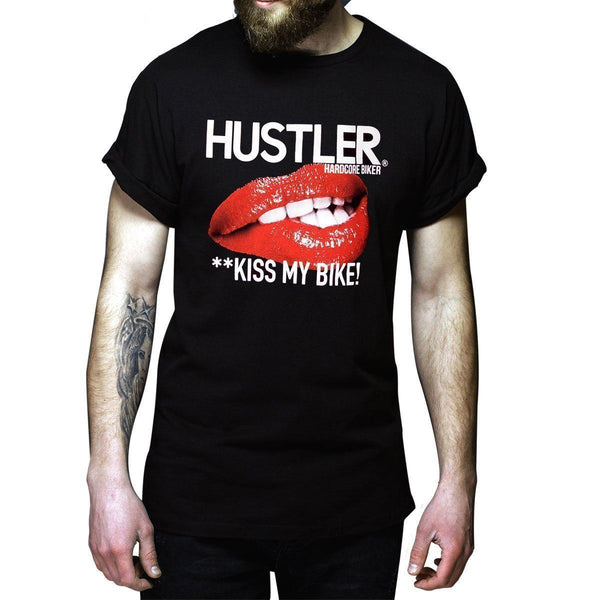 Men's Officially Licensed Hustler HST-530 'Kiss My Bike' Black T-Shirt