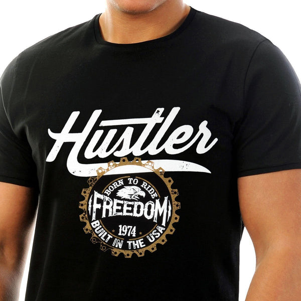 Men's Officially Licensed Hustler HST-540 'Born to Ride Freedom' Black T-Shirt