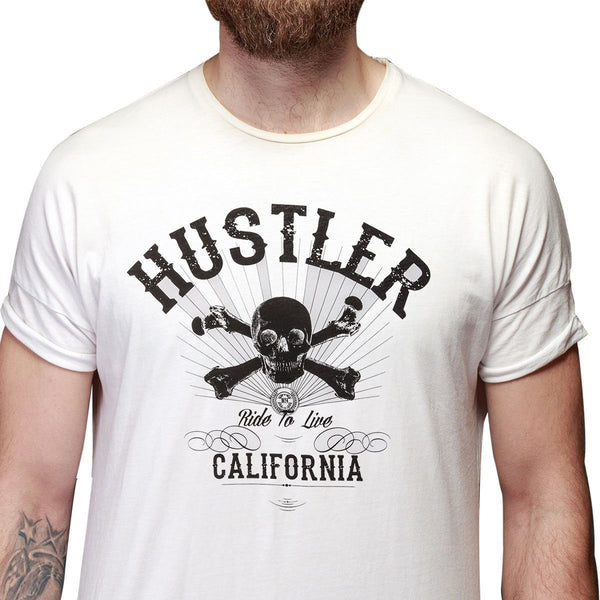Men's Officially Licensed Hustler HST-580 'Ride To Live' White T-Shirt