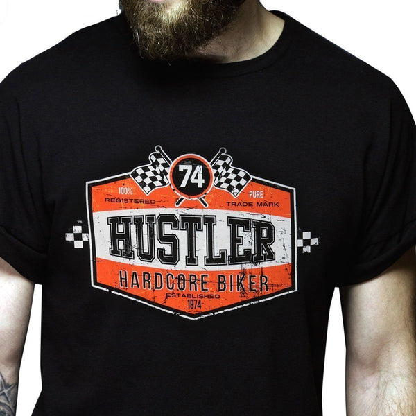 Men's Officially Licensed Hustler HST-590 'Hardcore Biker' Black T-Shirt