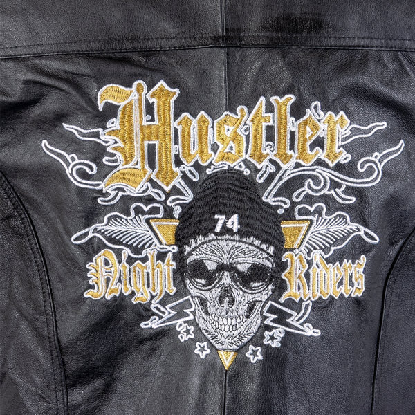 Xelement HSVT 240 Hustler Classic Motorcycle Leather Vest For Men with Skull Embroidery - Premium Genuine Biker Club Gilet