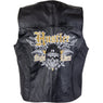 Xelement HSVT 240 Hustler Classic Motorcycle Leather Vest For Men with Skull Embroidery - Premium Genuine Biker Club Gilet