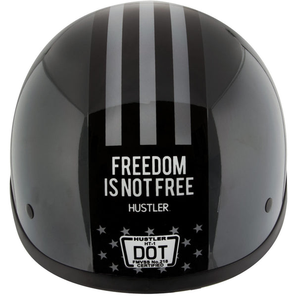 Outlaw Helmets HT1 Hustler Glossy Gray Freedom is Not Free Motorcycle Half Helmet for Men & Women DOT Approved - Adult Unisex Skull Cap for Bike ATV UTV Chopper Cruiser Skateboard