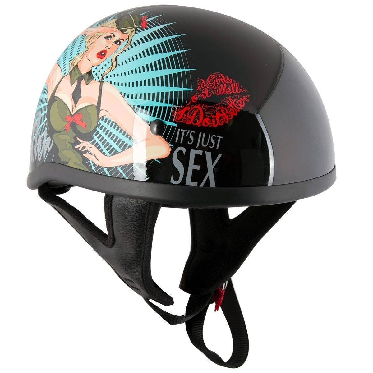 Outlaw Helmets HT1 Hustler Glossy Black Its Just Sex Motorcycle 