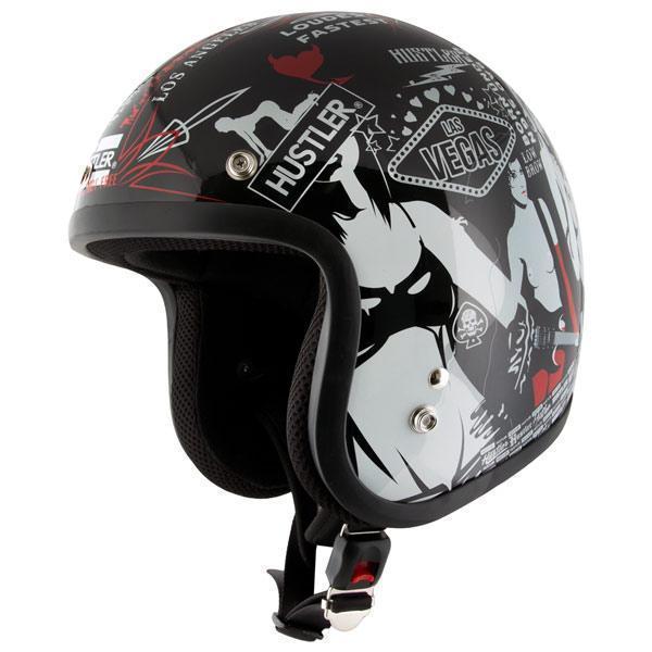 Outlaw Helmets HT50 Hustler Glossy Black Vegas Motorcycle Open Face Helmet for Men & Women DOT Approved - Adult Unisex Open Face Helmet for Bike ATV UTV Chopper Cruiser Skateboard