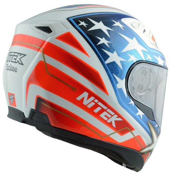 Nitek Interceptor Yankee Glossy White Full Face Motorcycle Street Helmet