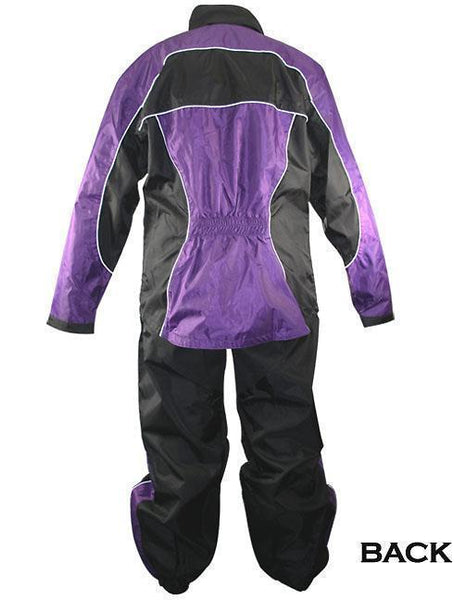 Xelement RN4764 Women's Black and Purple 2-Piece Motorcycle Rain Suit