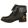 Xelement LU8033 Women's Brown Studded Lace Up Leather Boots
