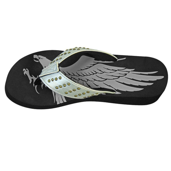 Xelement LU8593 Women's Silver Studded Eagle Sandals