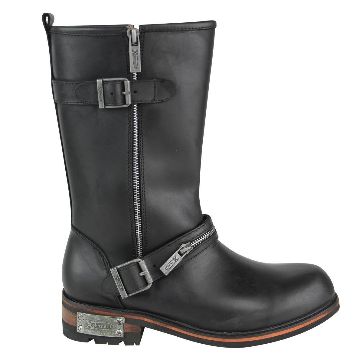 X Element Xelement LU9614 Men's Black Triple Zipper Motorcycle Engineer Boots