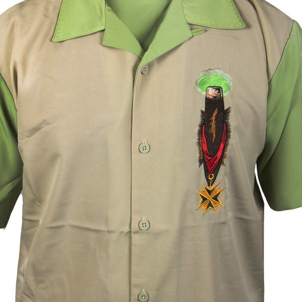 Rockhouse RHCPM249 'Smoke Cigars' Cream and Light Green Button Up Short Sleeve Shirt