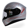 Nitek P1 Glossy Silver Flame Graphic Full Face Motorcycle Street Helmet