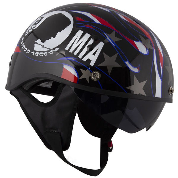 Outlaw Half Helmets T99 Black Leather German Style Motorcycle Helmet for Men & Women Dot Approved - Adult Unisex Skull Cap Bike Scooter ATV UTV