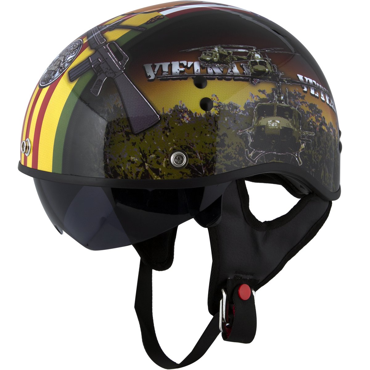 Outlaw Helmets HT1 Hustler Solid Matte Black Motorcycle Half