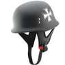 Outlaw Helmets N10 NOVELTY Black Iron Cross German Style Motorcycle Half Helmet for Men & Women - Adult Unisex Skull Cap for Bike Scooter ATV UTV Chopper Skateboard (Medium)