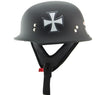 Outlaw T-99 Iron Cross German Style Flat Black Half Helmet with Outlaw 50 Nemes and Audio Speaker Earpads