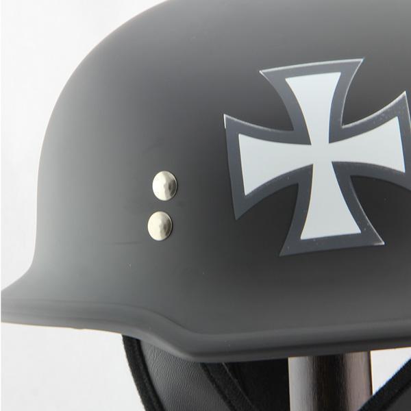 Hot Leathers HLD1045 Gloss Black 'Cross de Lis' Advanced Dot Approved Skull Half Helmet for Men and Women Biker - X-Small