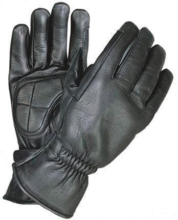 Xelement XG1409 Men's Black Premium Leather Riding Gloves with Gel Palms