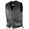 Xelement VP9150 Motorcycle Leather Vest For Men - USA Flag American Eagle - Premium Genuine Biker Club Gilet with Concealed Gun Pocket