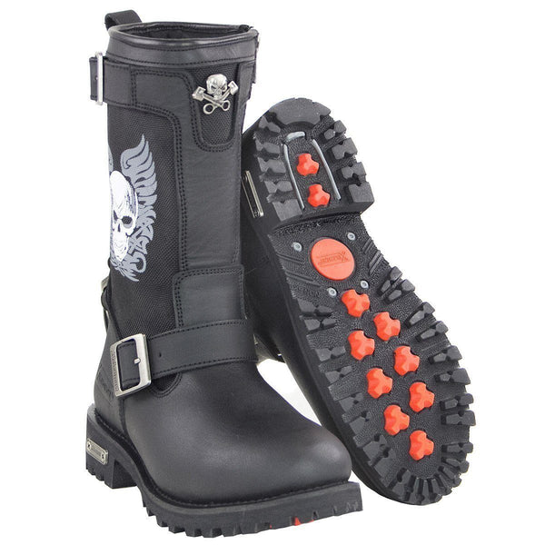 Xelement X29405 Women's Black Tribal Skull Boots with Poron Insoles