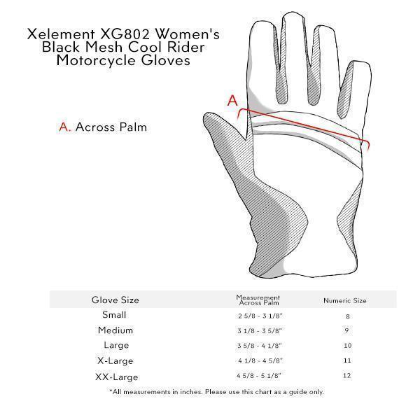 Xelement XG802 Women's Black Mesh Cool Rider Motorcycle Gloves