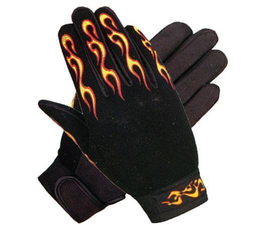 Xelement XG148459 Men's Black Textile Mechanical Fabric Flaming Fingers Gloves