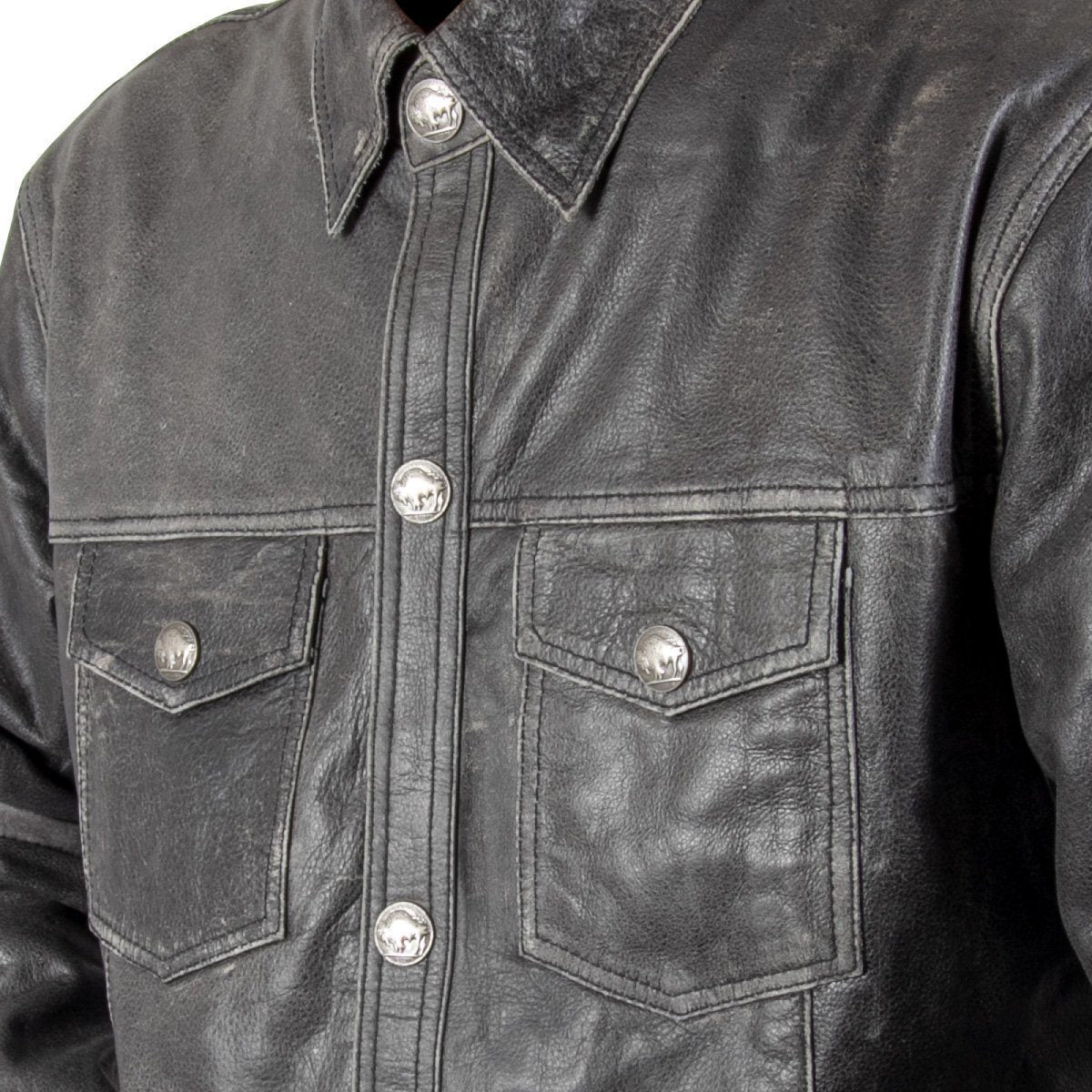 Stud Button Leather Accent Jacket - Men - OBSOLETES DO NOT TOUCH
