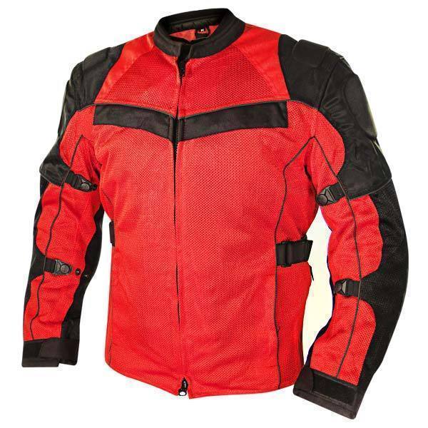 Xelement CF8161 Red Black Tri-Tex Mesh Motorcycle Sport Jacket For Men with X Armor Protection - Premium Lightweight Breathable Textile Biker Coat